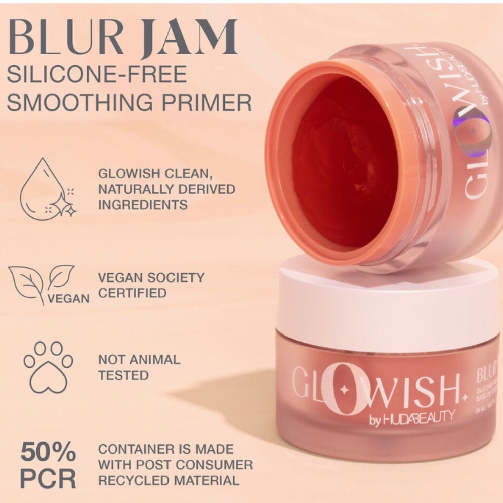 NEW✅HUDA BEAUTY GloWish Blur Jam Silicone-Free Smoothing Primer - Picture 2 of 9